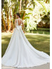 Ivory Satin U Back Wedding Dress With Pockets